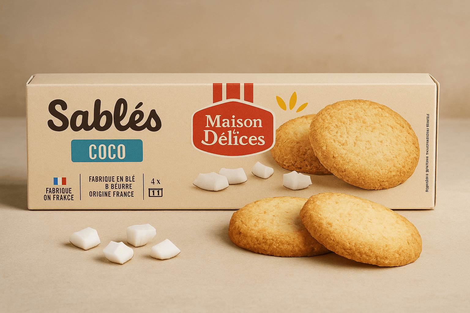 Francuskie kruche ciastka kokosowe z masłem